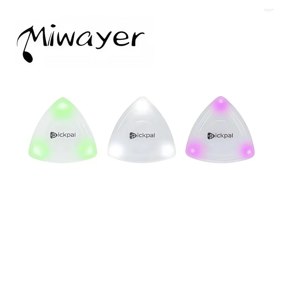 LED guitar picks glowing on guitar strings